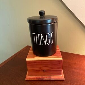 Rae Dunn “Things” Ceramic Black Canister Style Organizer